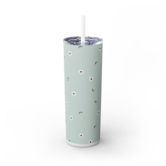 Floral Green 20oz Skinny Tumbler with Straw