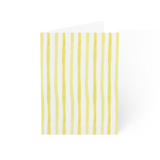 Yellow Striped Greeting Cards - Set of 1, 10, 30, or 50