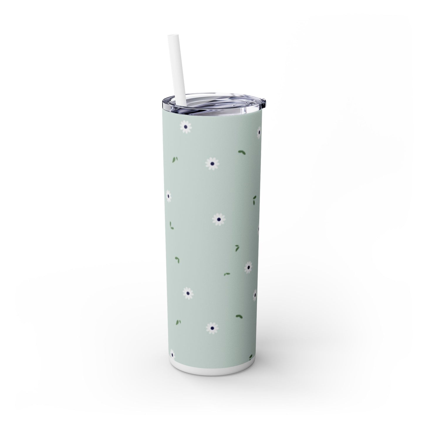 Floral Green 20oz Skinny Tumbler with Straw