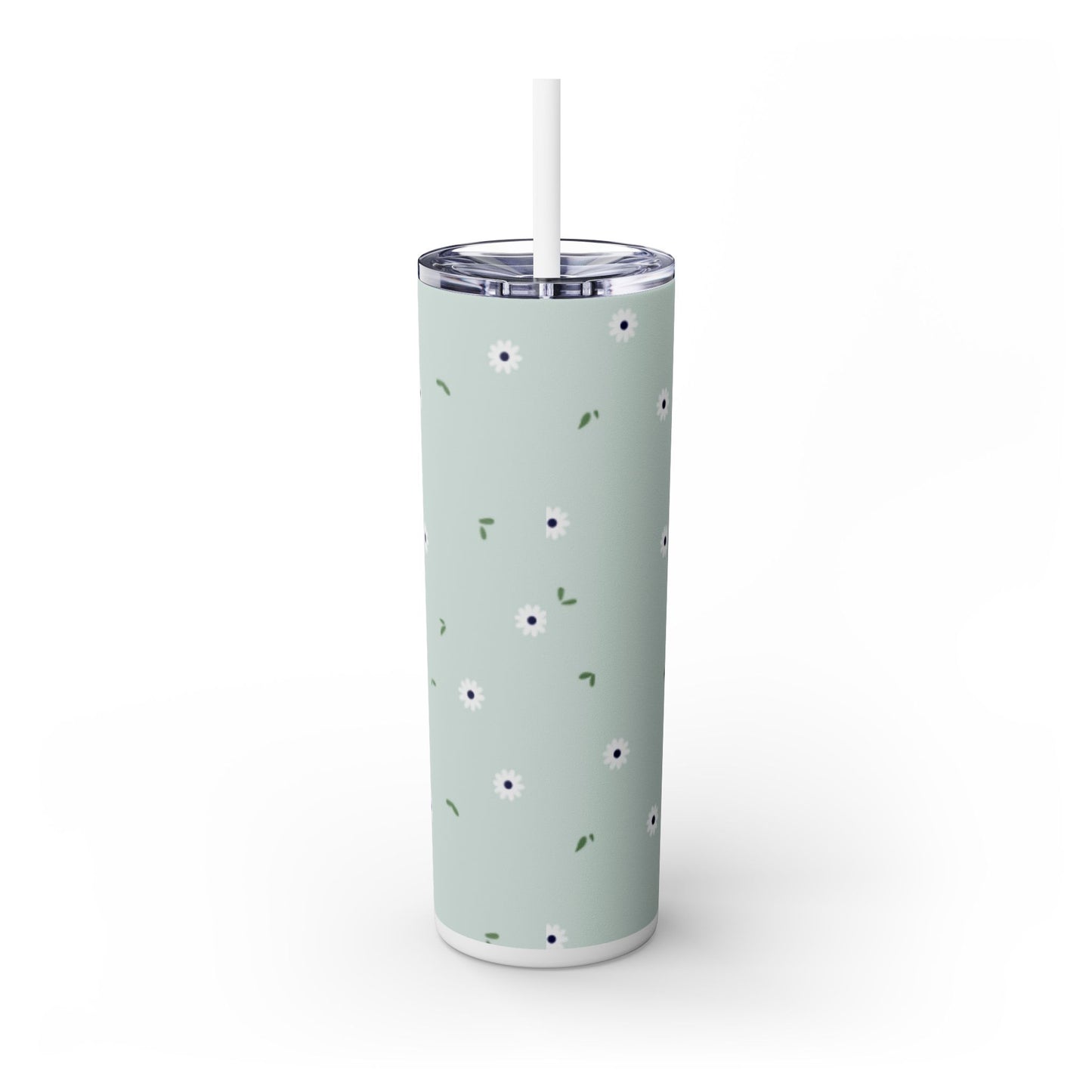 Floral Green 20oz Skinny Tumbler with Straw