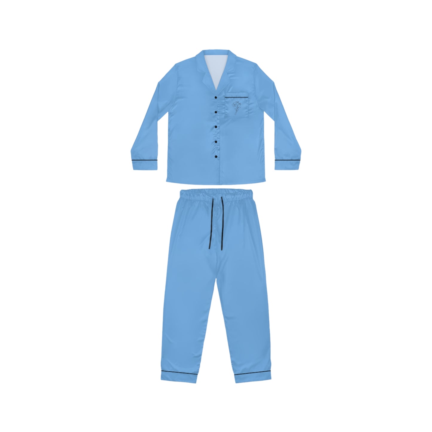 Elegant Women's Satin Pajamas- sky blue